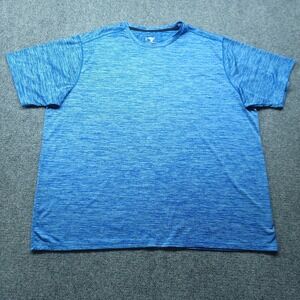 Liberty Pro Mens Blue Space Dye Heathered Performance T-Shirt Crew Neck 3XL
